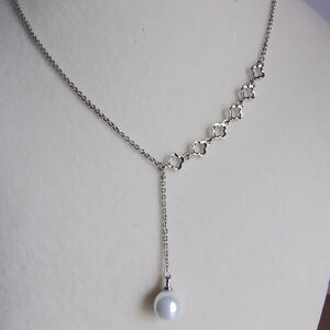 Pretty Bird White Gold Plated Necklace with Pearl Charm